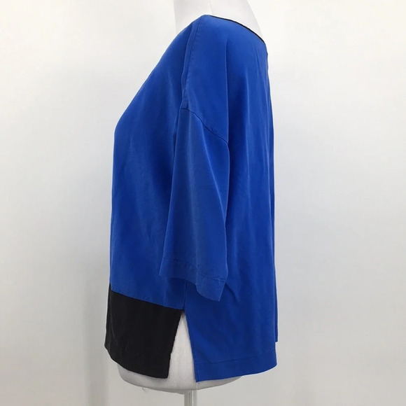 Robert Rodriguez Blouse Womens 0 Blue Black Hem Silk Pullover - Picture 4 of 12